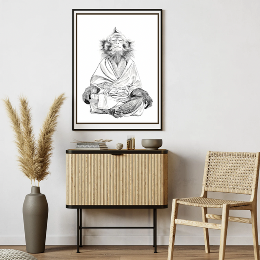 Sleeping Monkey - Meditation with attitude Giclée Hahnemühle print