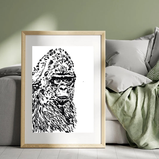 Gorilla pen sketch print